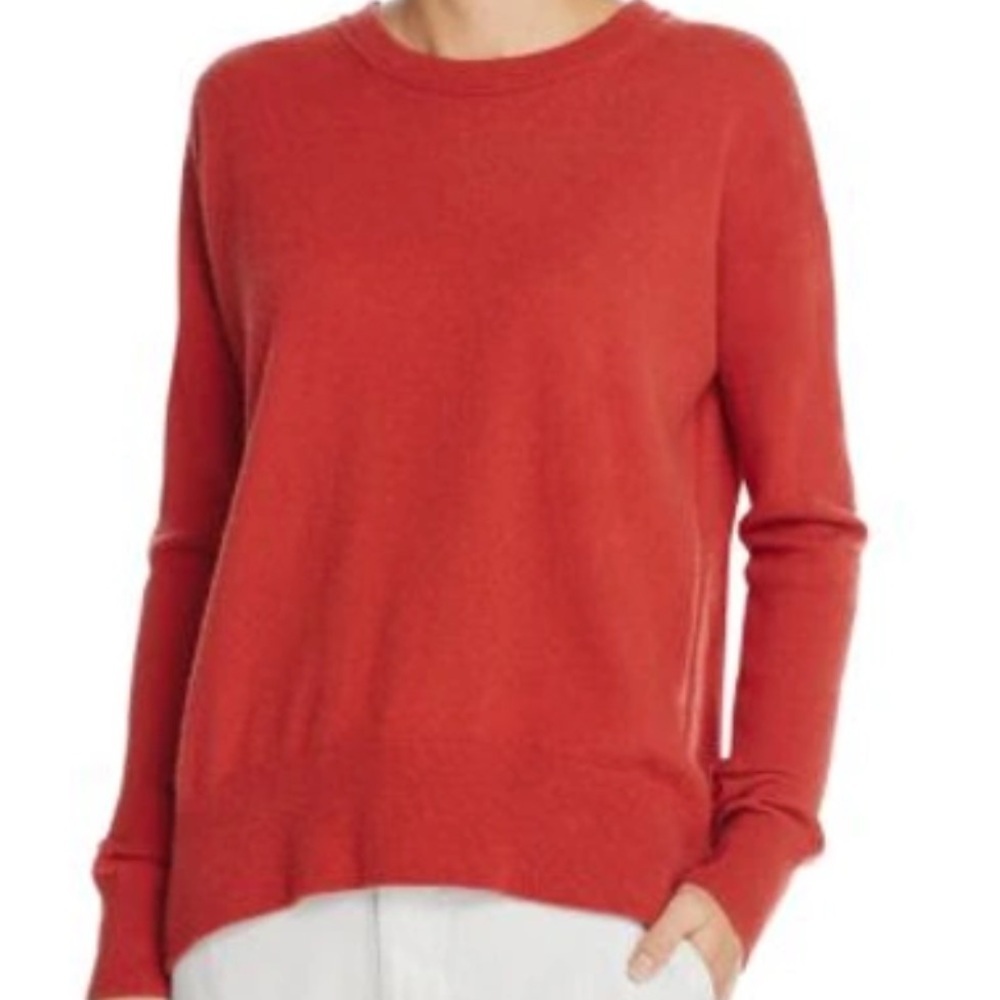 Vince womens Boxy drop shoulder 100% cashmere sweater in russet red S